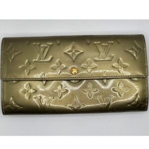 Louis Vuitton Monogram Vernis Long Wallet Gold Patent Leather#344